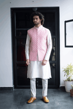 Light Pink Designer Men's Nehru Jacket by Hilo Design