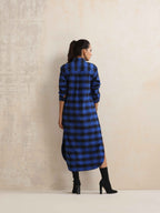 trueBrowns Blue Check Winter Shirt Dress - Distacart