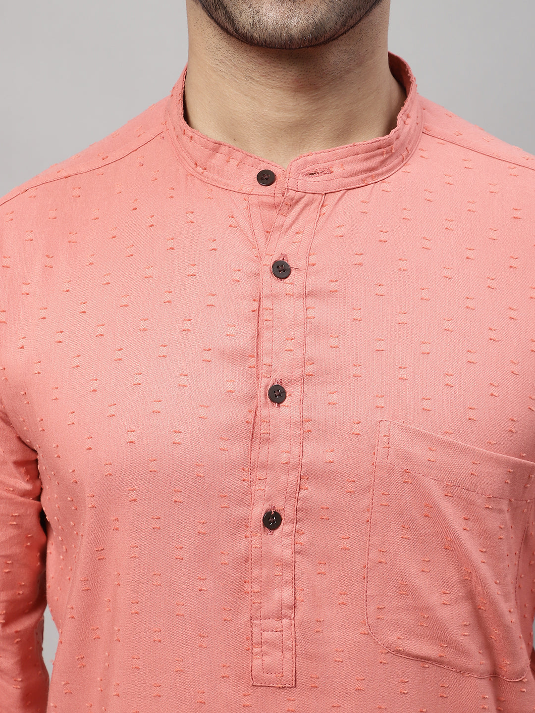 Even Apparels Maroon Pure Cotton Kurta With Band Collar - Distacart