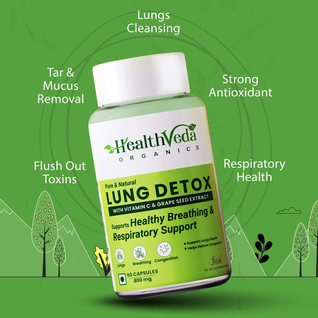 Health Veda Organics Lung Detox Veg Capsules - Distacart