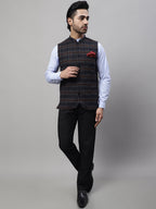 Even Apparels Men's Black Nehru Jacket With Welt Pockets