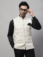 Even Apparels Men's Cream Pure Wool Nehru Jacket