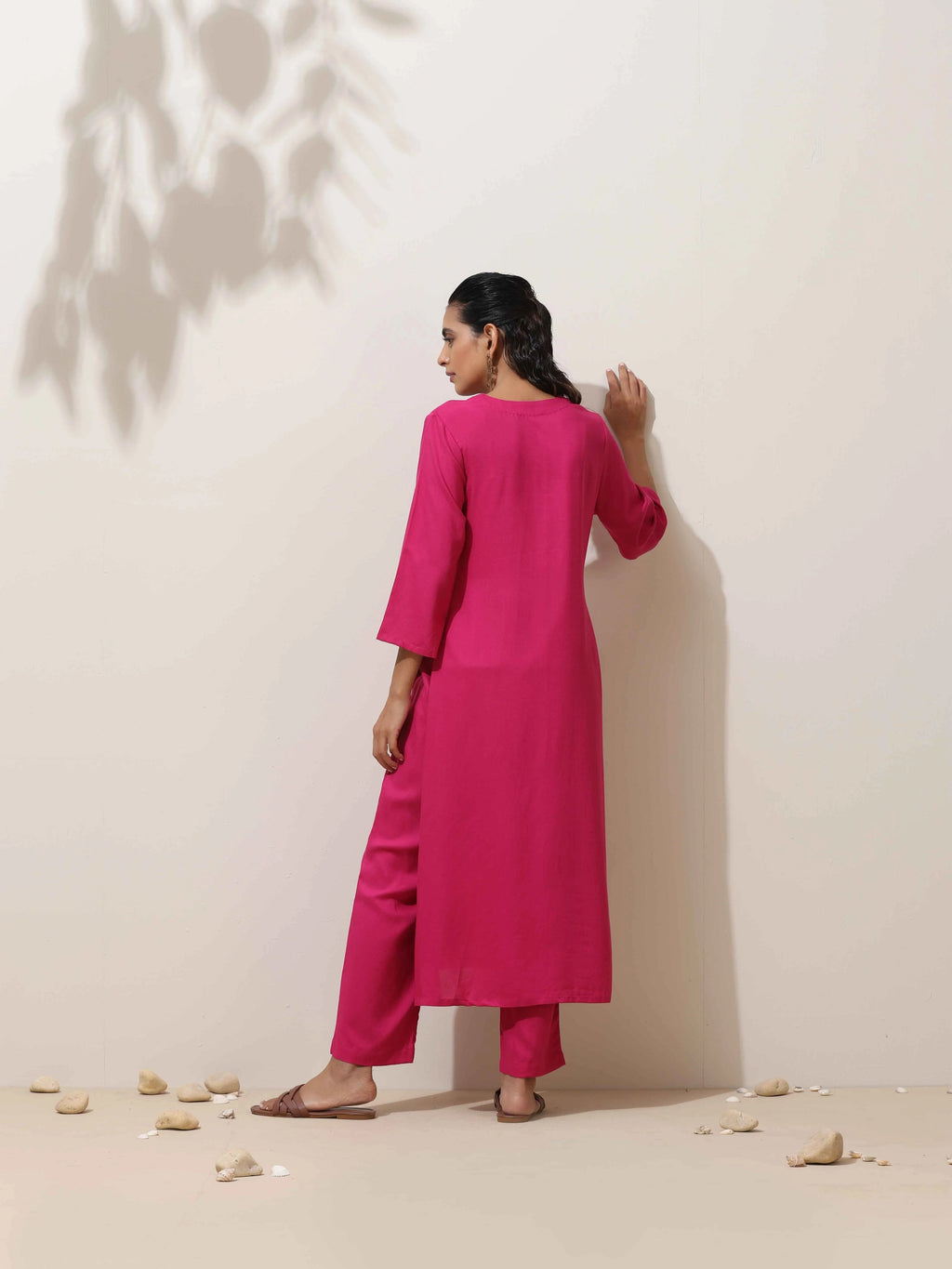 trueBrowns Pink Viscose Kurta Pant Set - Distacart