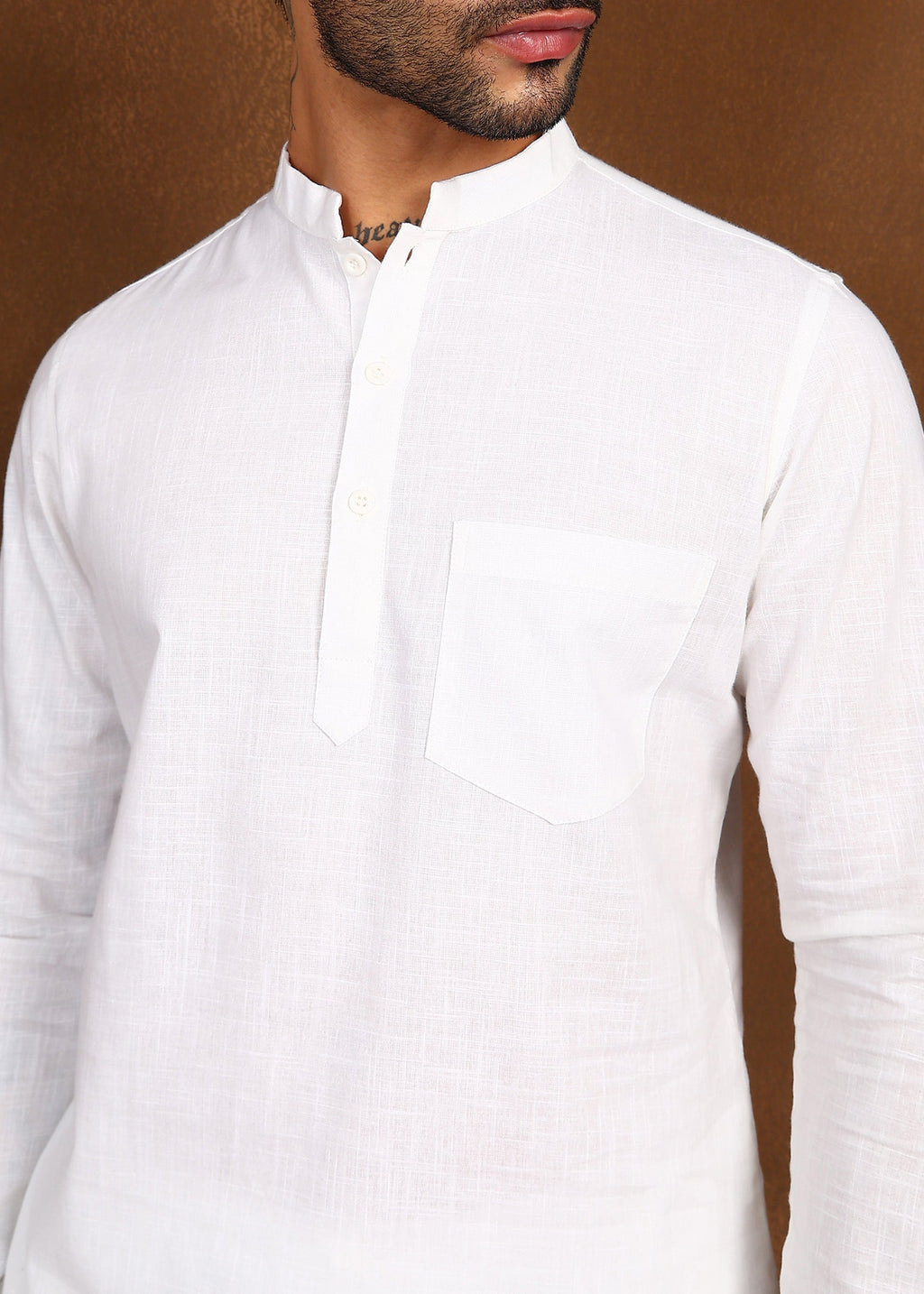 Fabmade Ivory Ease Linen Short Kurta Co-Ord Set