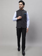 Even Apparels Men's Grey Pure Wool Nehru Jacket