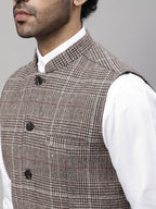 Even Apparels Men's Beige Pure Wool Nehru Jacket