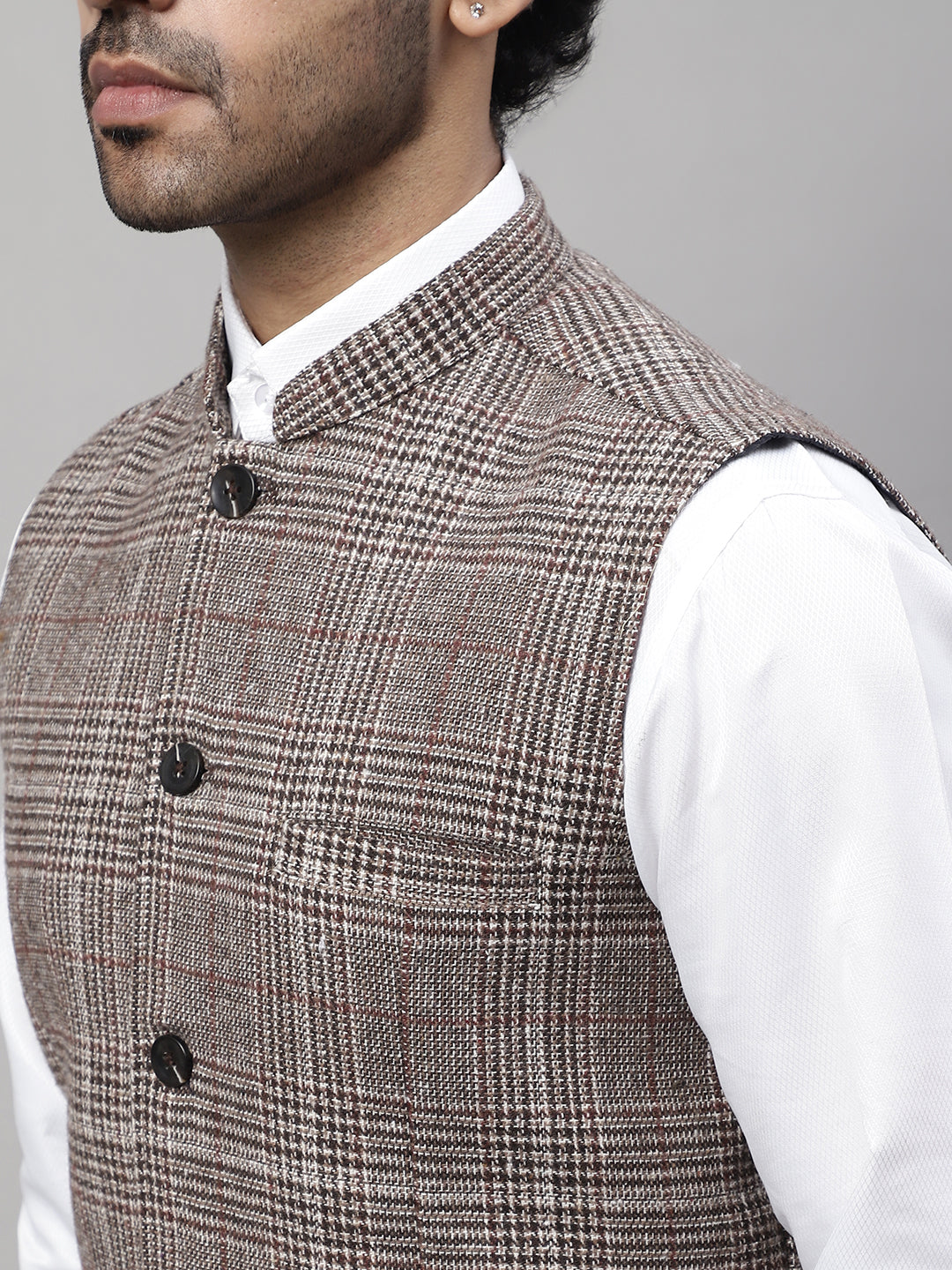 Even Apparels Men's Beige Pure Wool Nehru Jacket