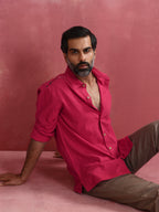 trueBrowns Men's Pink Cotton Shirt