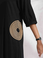 trueBrowns Black Cotton Embroidered Dress - Distacart