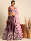 House of Panchhi Rose Gold Chinon Sequins Embroidery Lehenga Choli & Dupatta