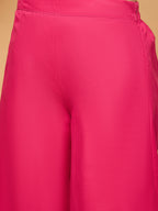 InWeave Women's Fuchsia Flared Kurta Palazzo Set