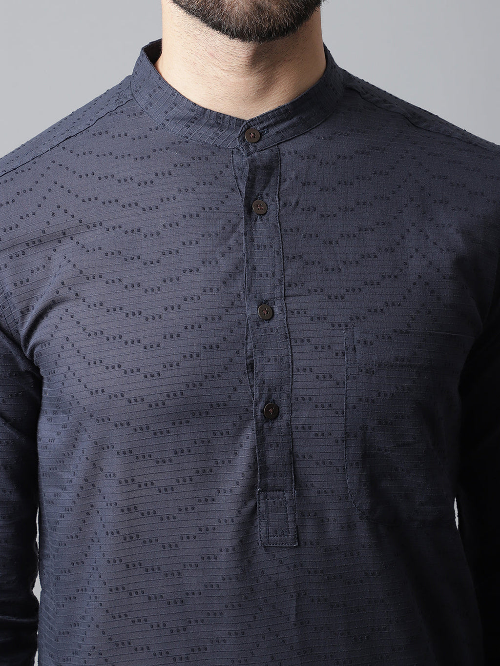 Even Apparels Blue Pure Cotton Kurta With Band Collar - Distacart