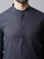 Even Apparels Blue Pure Cotton Kurta With Band Collar - Distacart