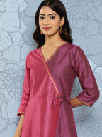 Ahalyaa Colourblocked Printed Wrap Ethnic Dress