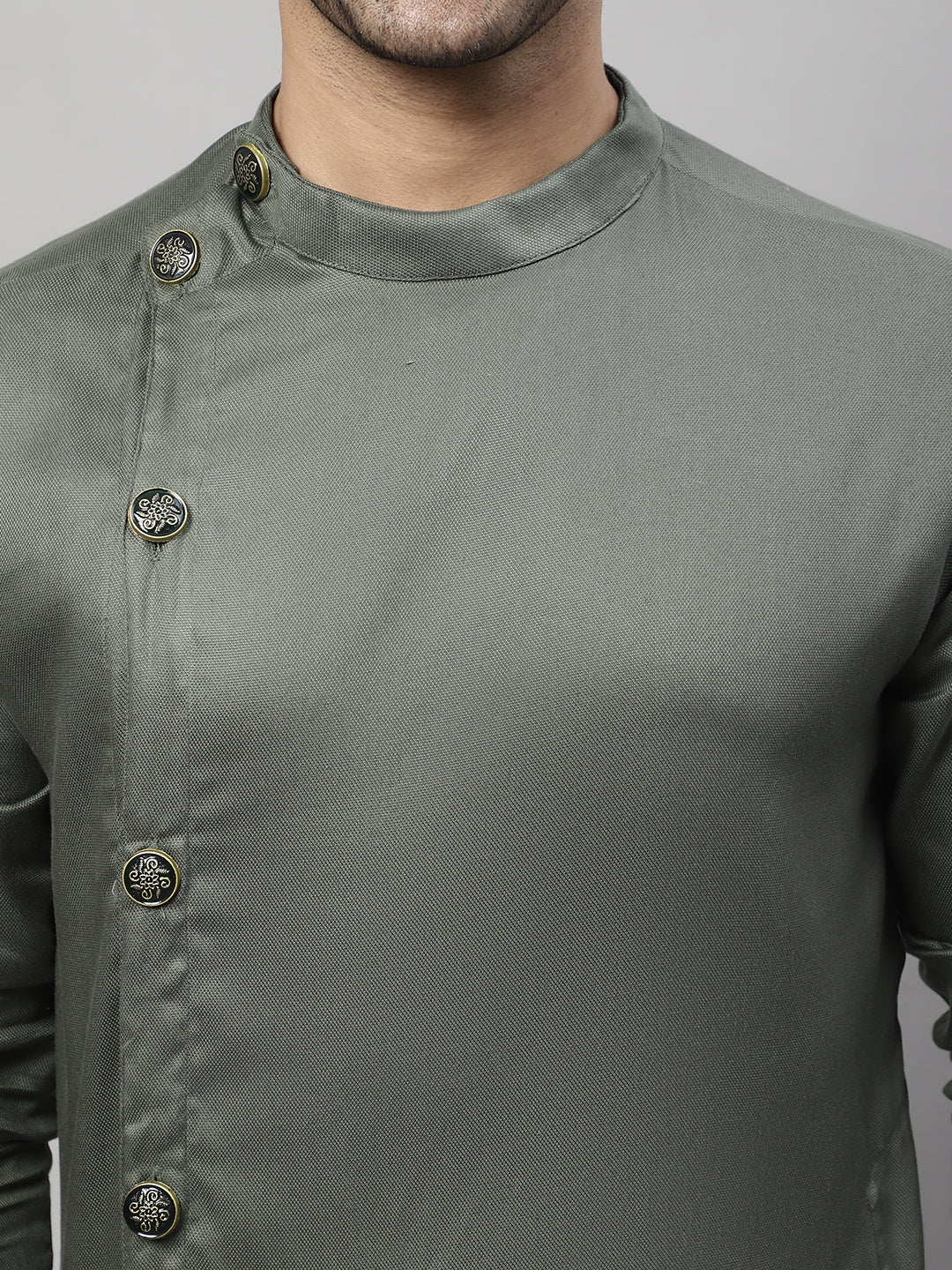 Even Apparels Green Sherwani Kurta With Asymetrical Cut - Distacart