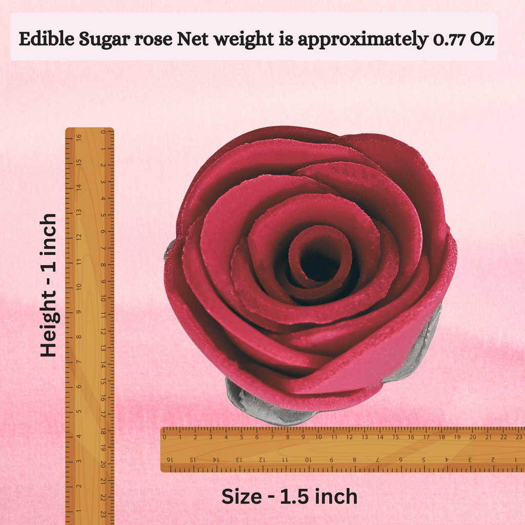 sugar roses for cake cupcake decoration burgundy 120 gms