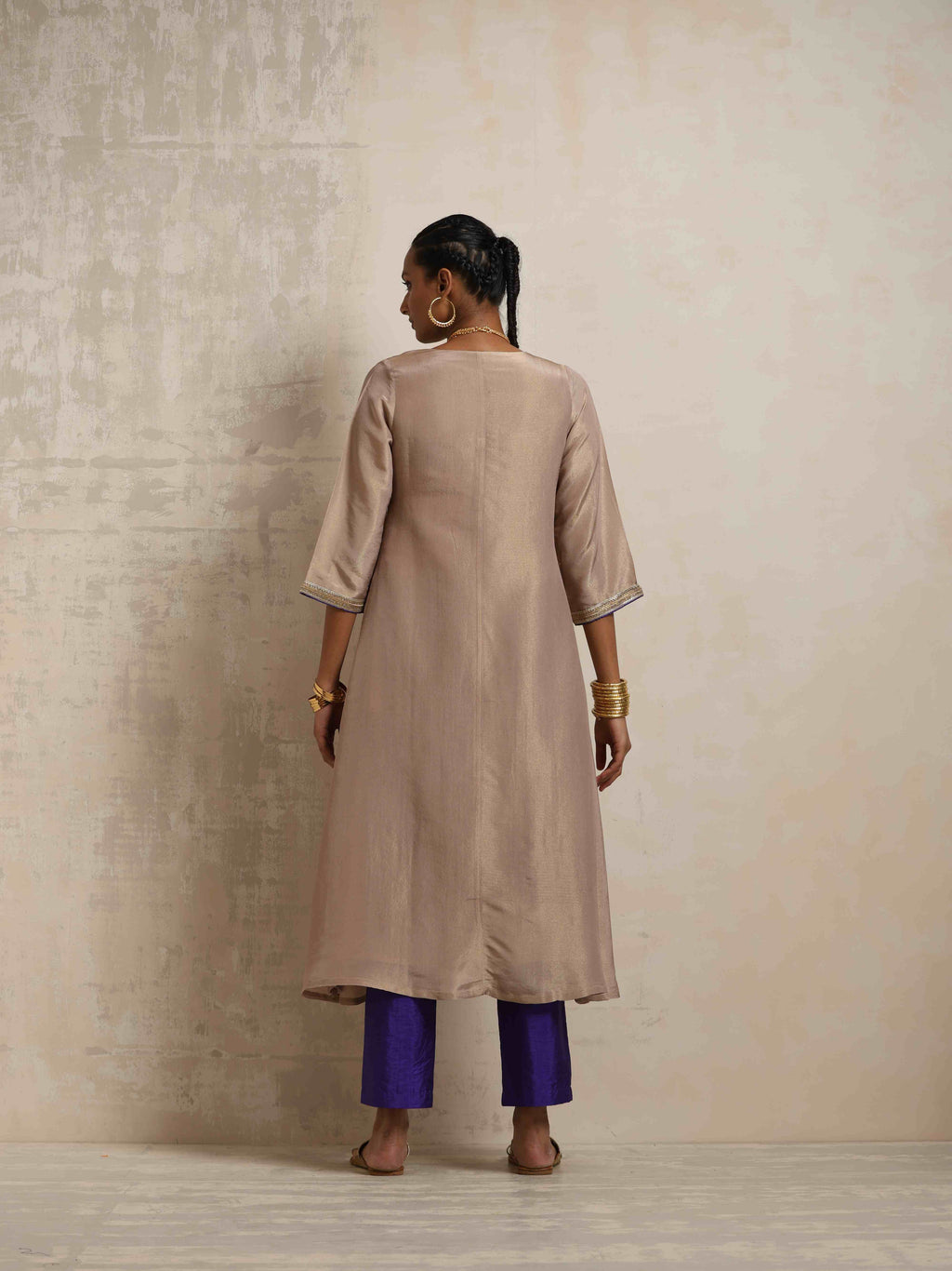 trueBrowns Lilac Tissue Angrakha Kurta Set - Distacart