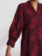 trueBrowns Purple Floral Print Kurta Set - Distacart