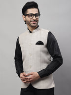 Even Apparels Men's Beige Nehru Jacket With Welt Pockets