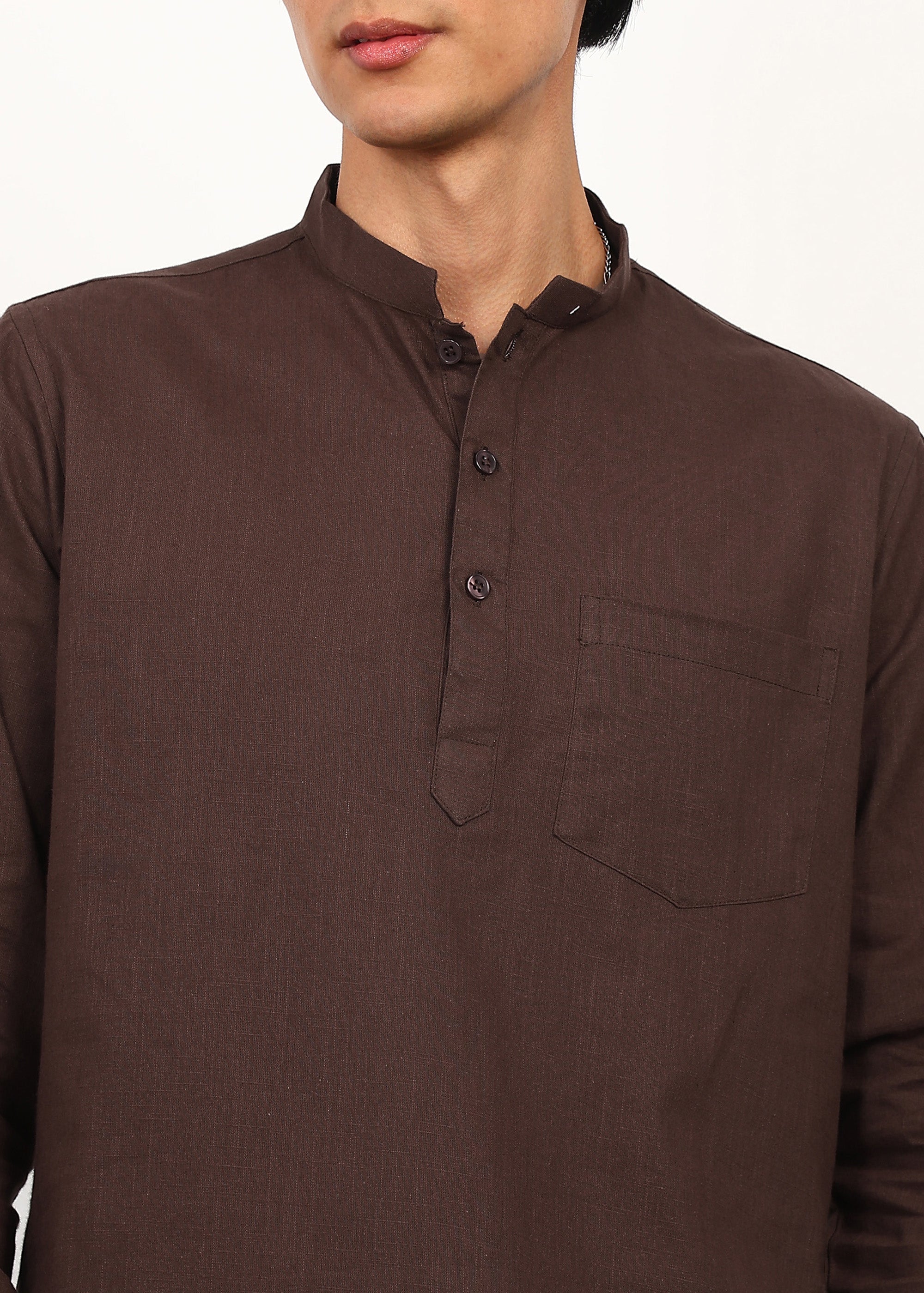 Fabmade Cocoa Drift Linen Kurta Set