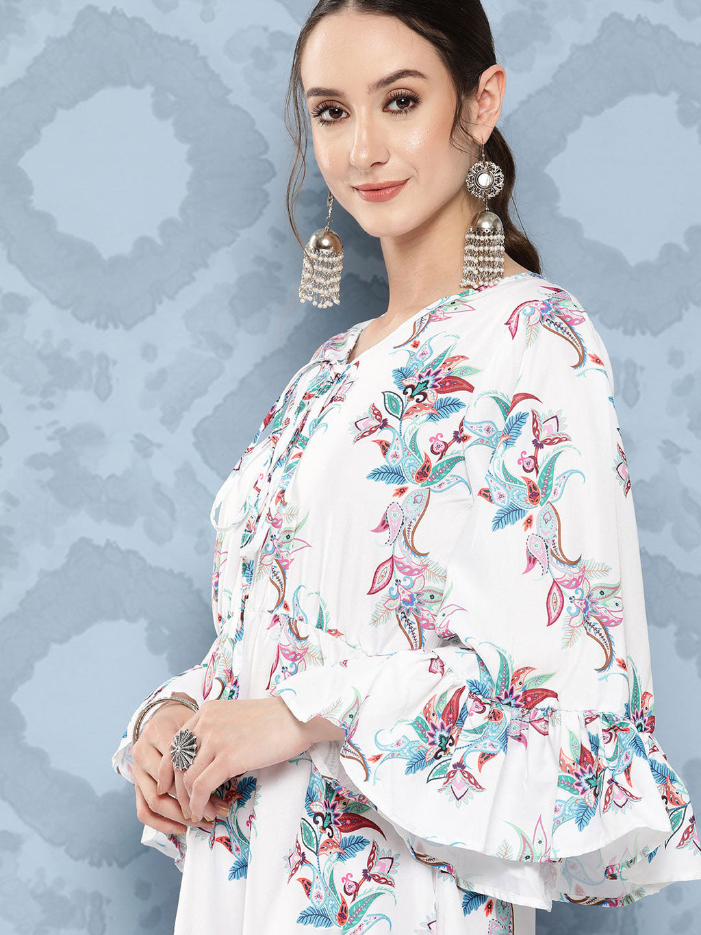 InWeave Women's White Floral Paisley Print Short Dress - Distacart