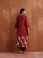 trueBrowns Rust Metallic Straight Kurta Set - Distacart
