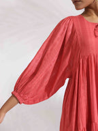 trueBrowns Pink Cotton Tier Dress - Distacart