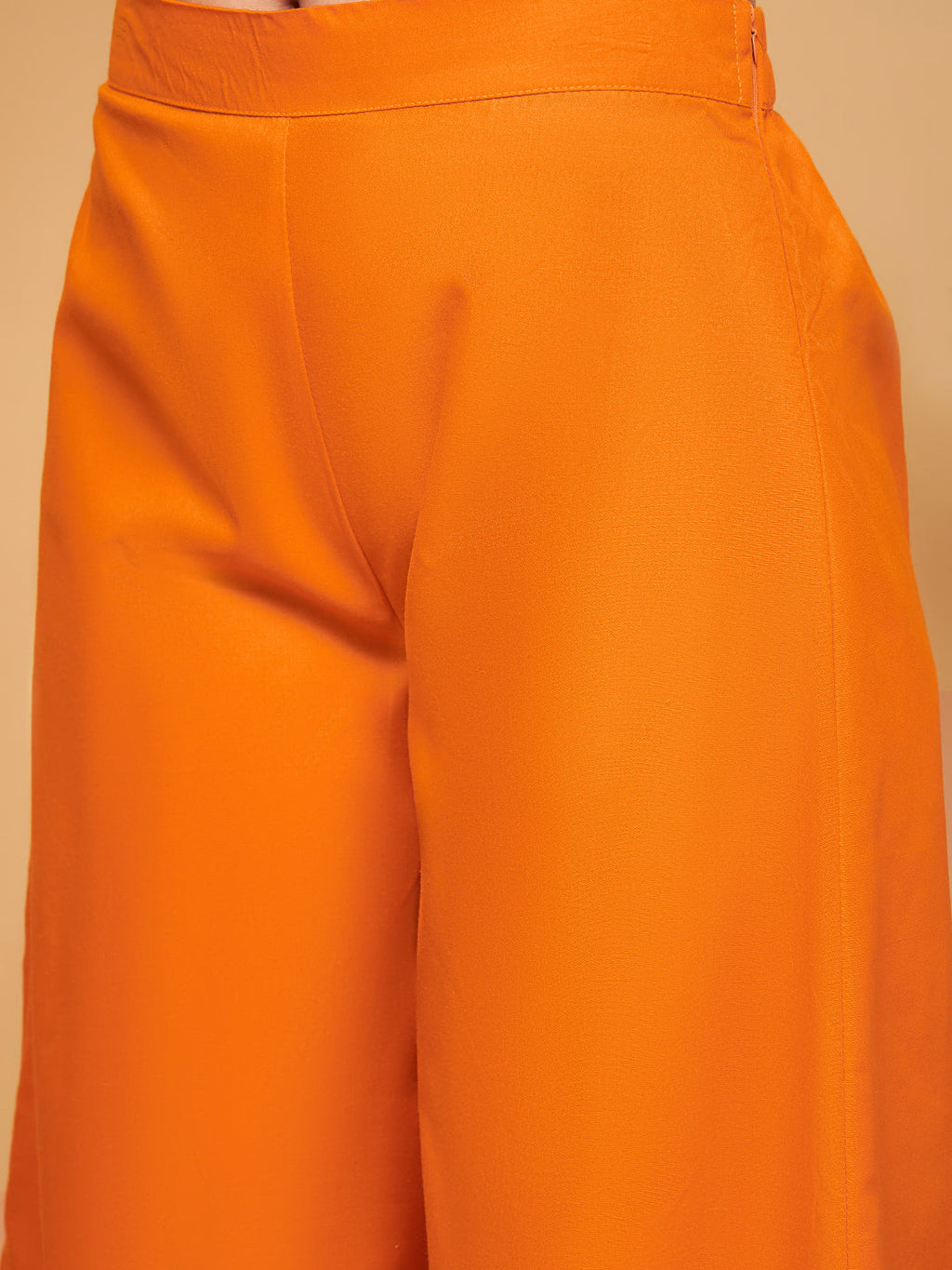 InWeave Women's Orange Flared Kurta Palazzo Set