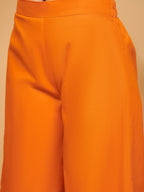 InWeave Women's Orange Flared Kurta Palazzo Set