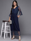 Ahalyaa Printed Bell Sleeves Crepe Basic Jumpsuit With Waist Tie-Ups - Distacart