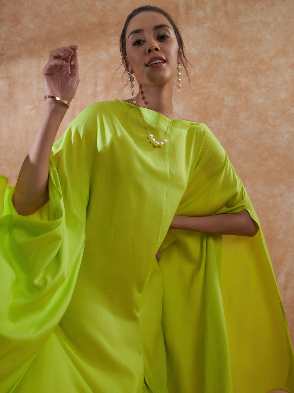 InWeave Lime Green Rayon Cowel Style Kaftan - Distacart