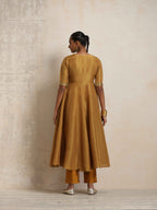 trueBrowns Gold Tissue Flared Anarkali Kurta Set - Distacart