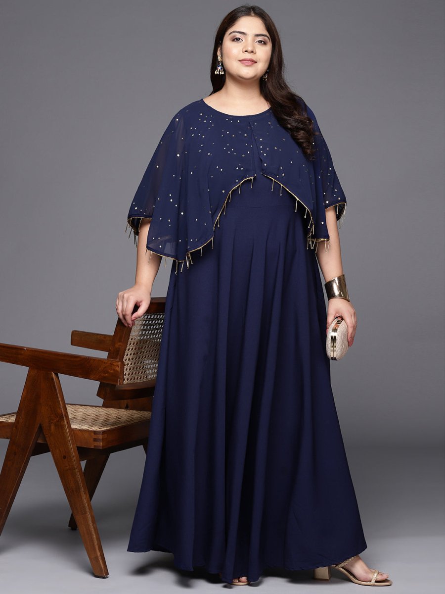 Ahalyaa Plus Size Round neck Maxi Ethnic Dress - Distacart