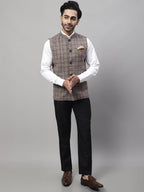 Even Apparels Men's Beige Pure Wool Nehru Jacket