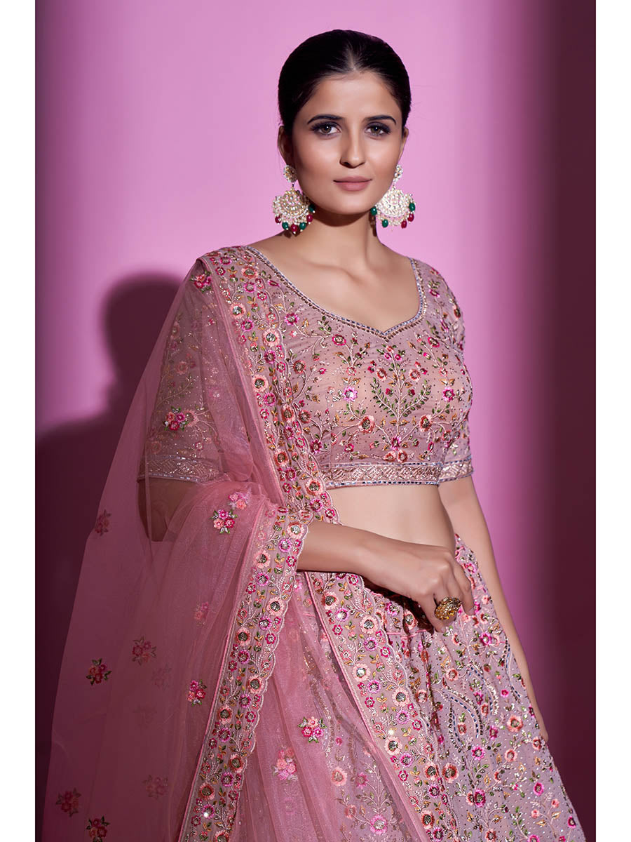 Myra Mauve Georgette Embroidered Designer Lehenga Choli