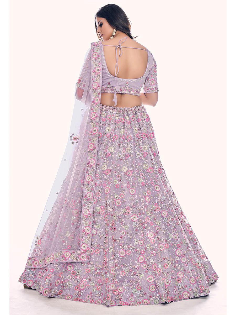 Myra Lilac Soft Net Embroidered Designer Lehenga Choli