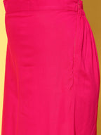 InWeave Strappy Set In Fuchsia With Blue Fuchsia Organza Dupatta - Distacart