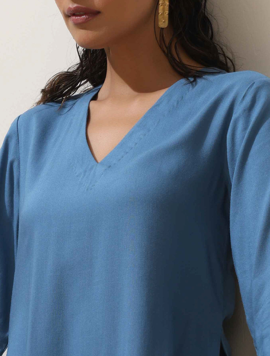trueBrowns Blue Viscose Kurta Pant Set - Distacart