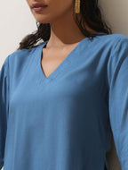 trueBrowns Blue Viscose Kurta Pant Set - Distacart