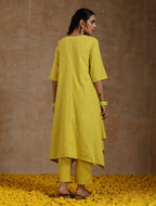 trueBrowns Lime Gold Cotton Handkerchief Kurta Set | Relove - Distacart