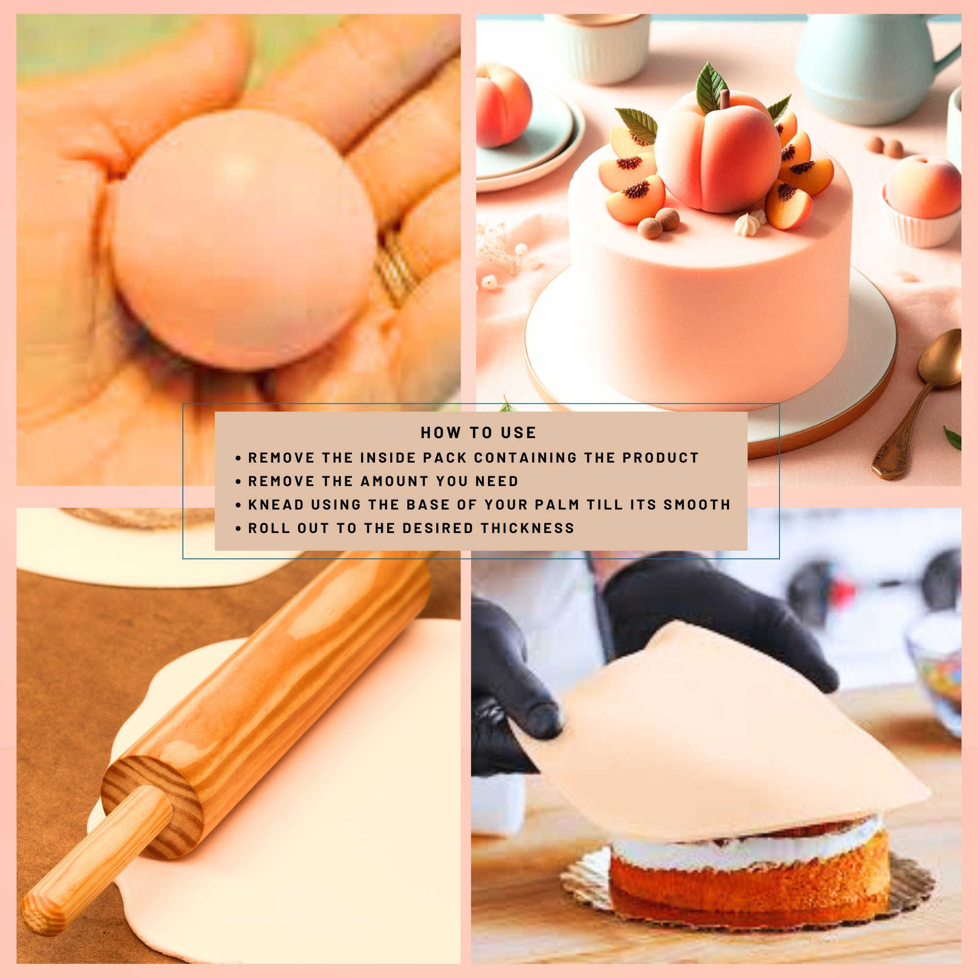 peach sugarpaste 250 gms