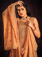 Myra Apricoat Real Georgette Designer Gown Style Suit - Distacart