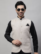 Even Apparels Men's Beige Pure Wool Nehru Jacket