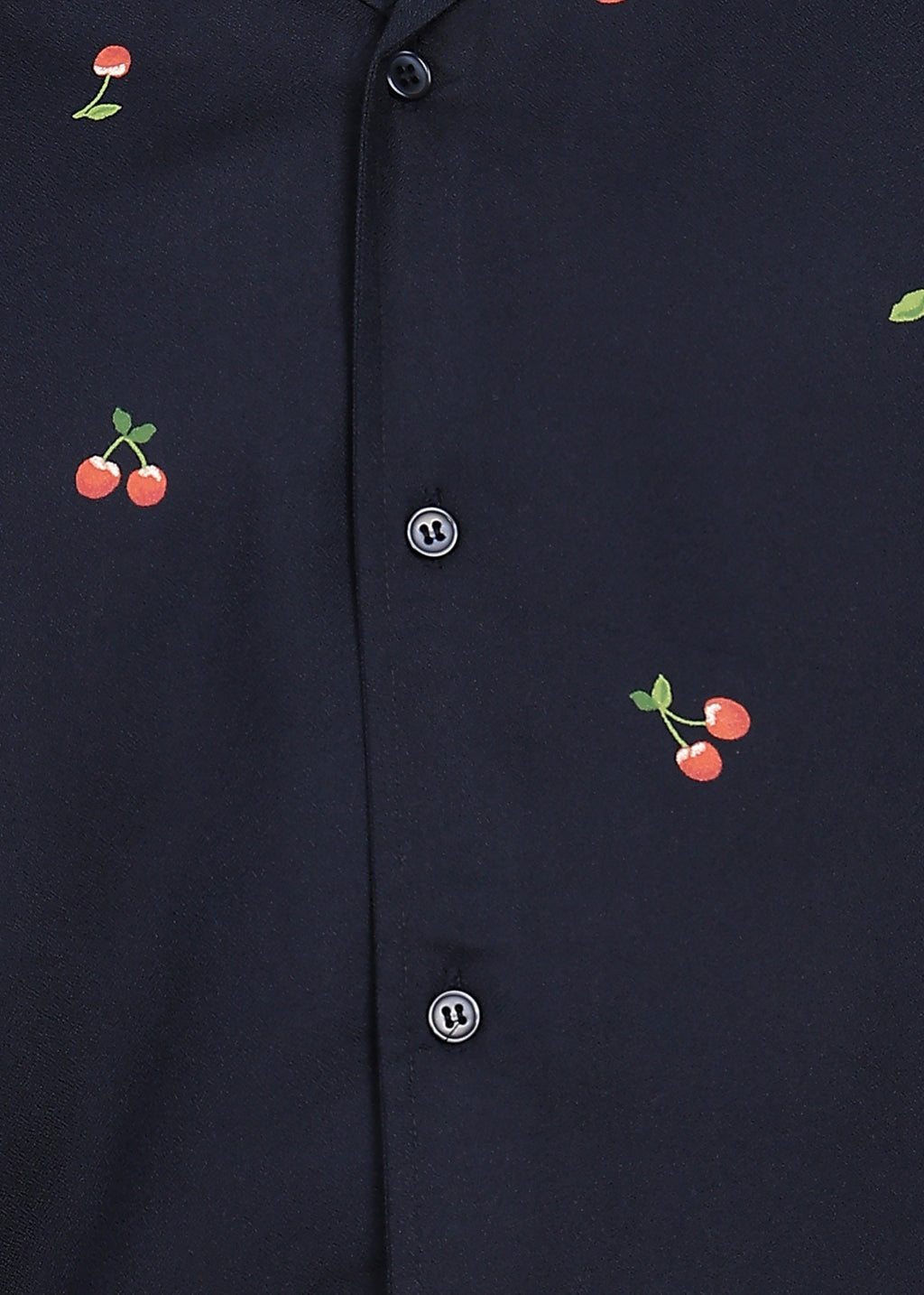 Fabmade Midnight Cherry Printed Cuban Collar Shirt