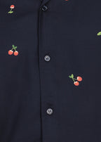 Fabmade Midnight Cherry Printed Cuban Collar Shirt