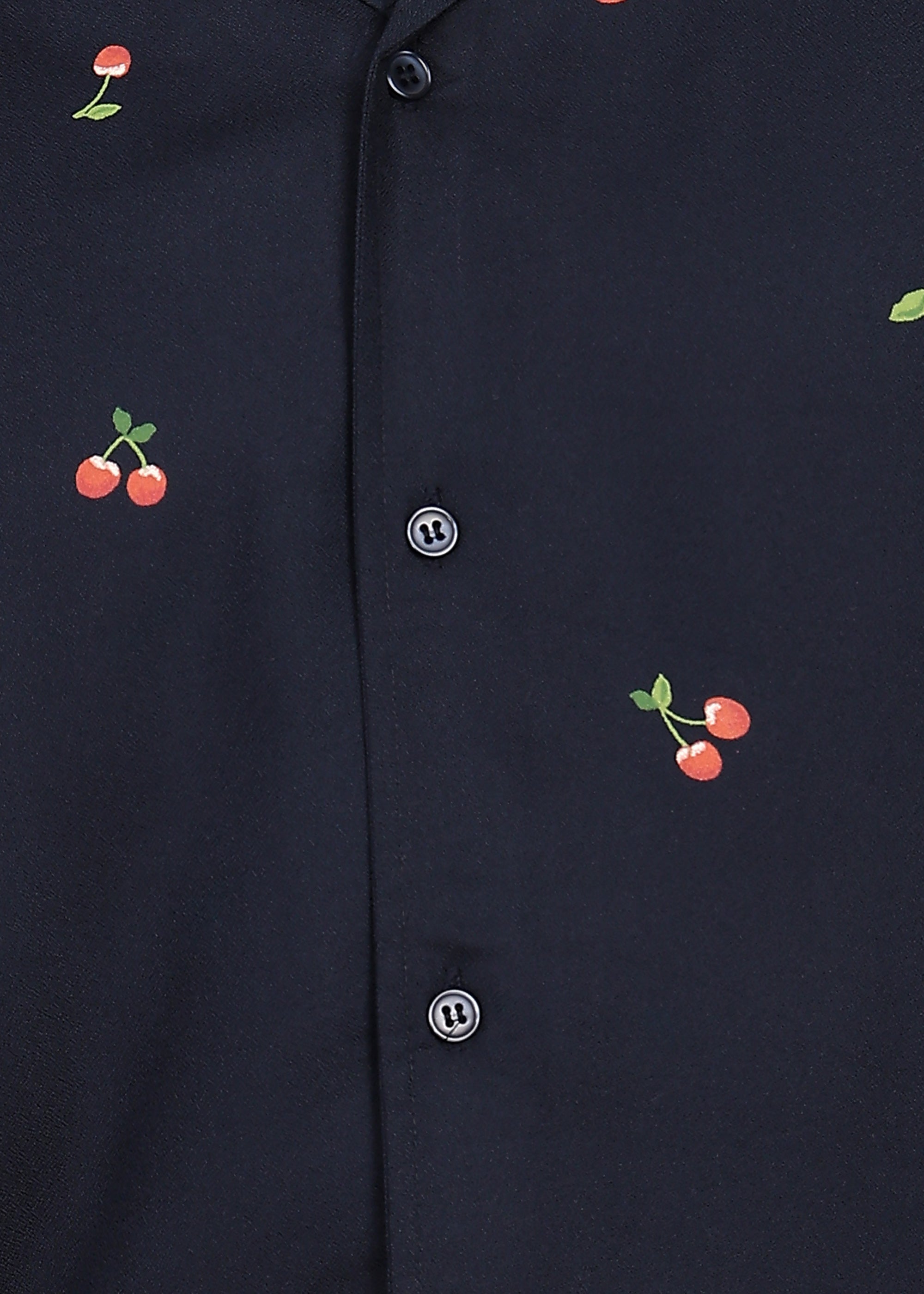Fabmade Midnight Cherry Printed Cuban Collar Shirt