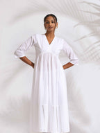 trueBrowns White Cotton Schiffli Flared Anarkali Kurta Set - Distacart