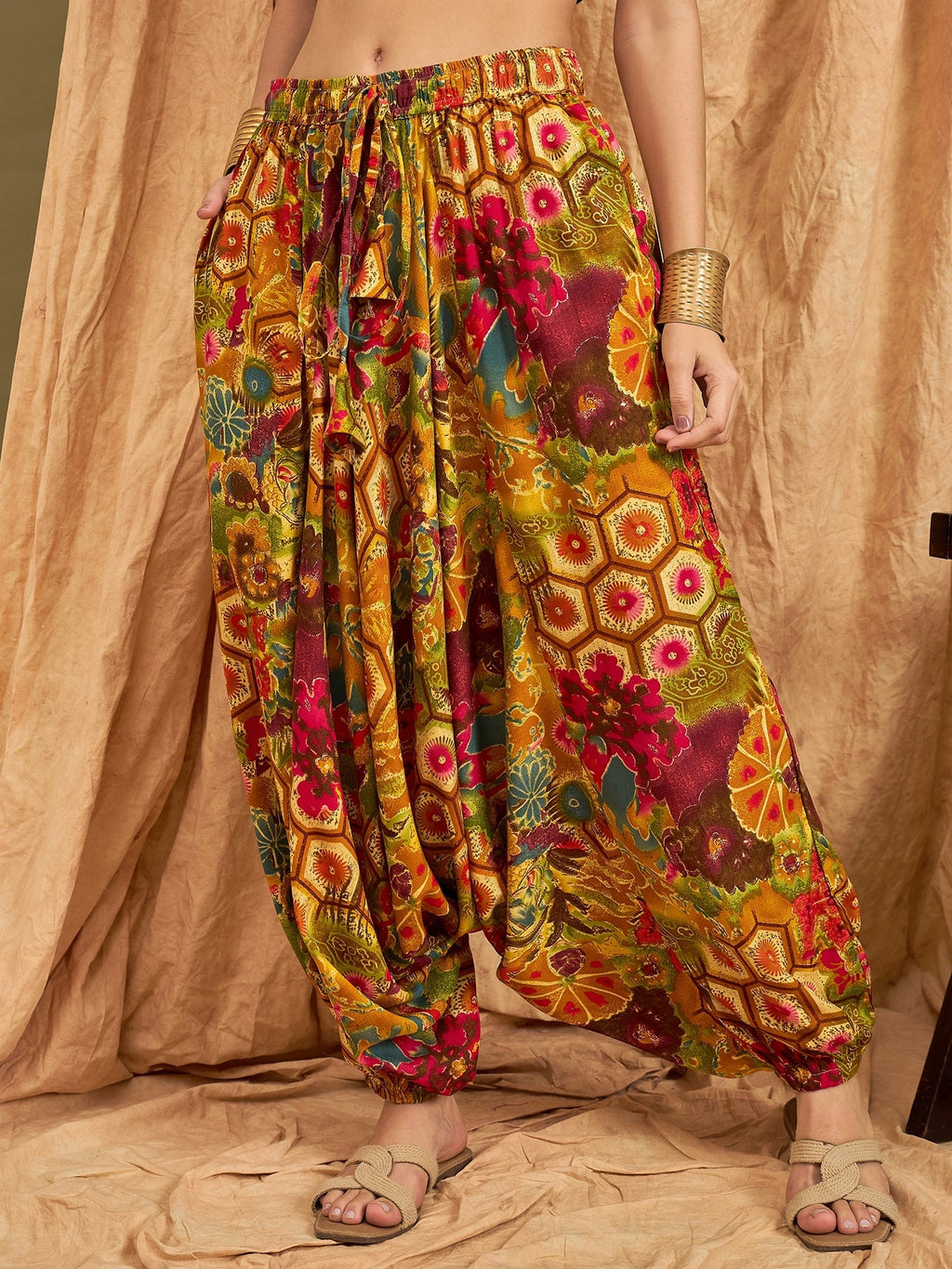 InWeave Mustard Multi Flower Harem Pant
