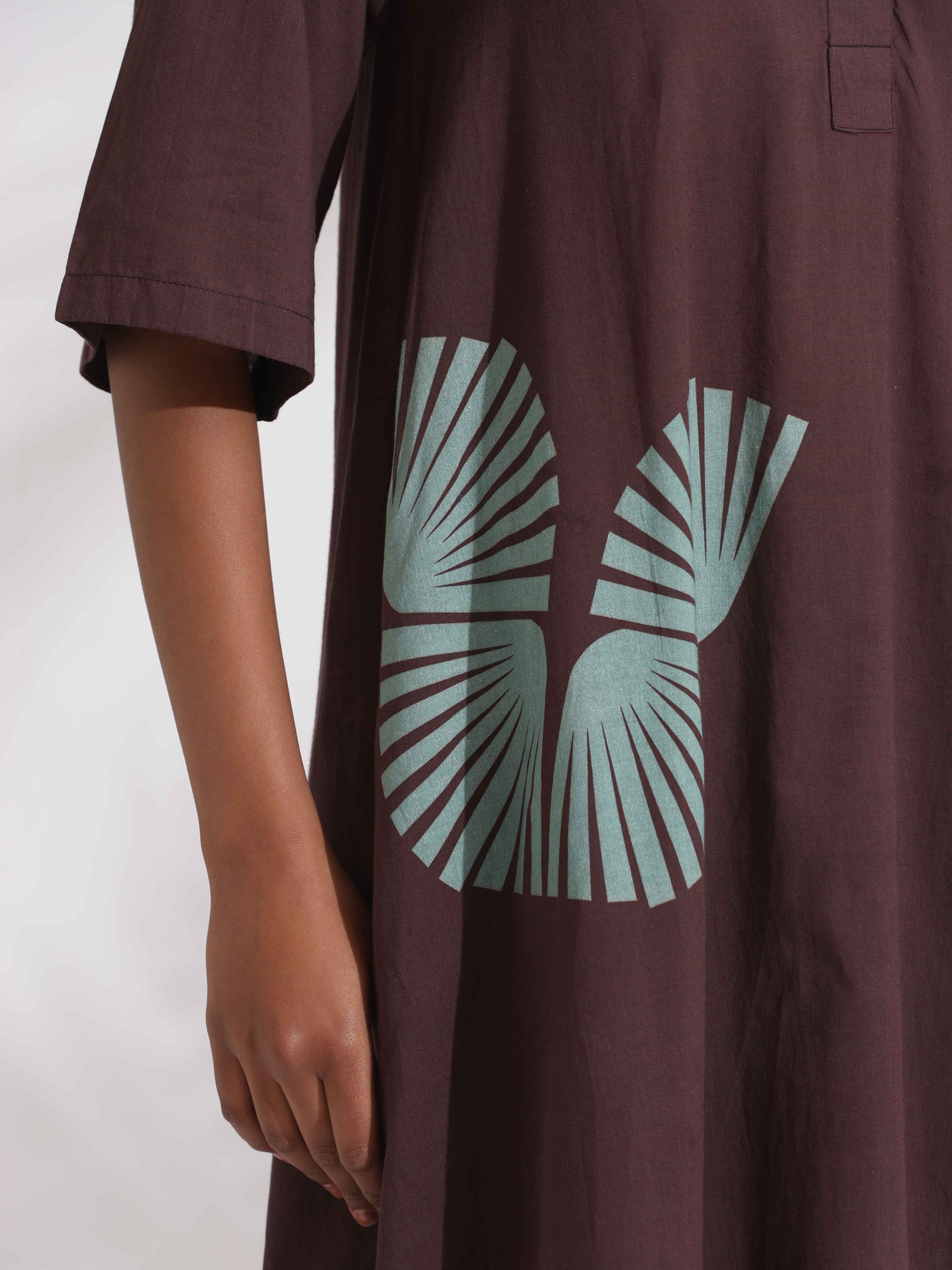 trueBrowns Cola Cotton Print Flared Kurta Set - Distacart