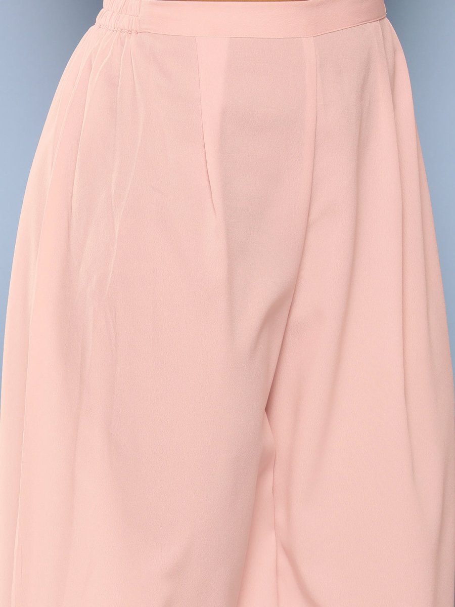 Ahalyaa Women Pink Printed Gotta Patti Kurta with Palazzos